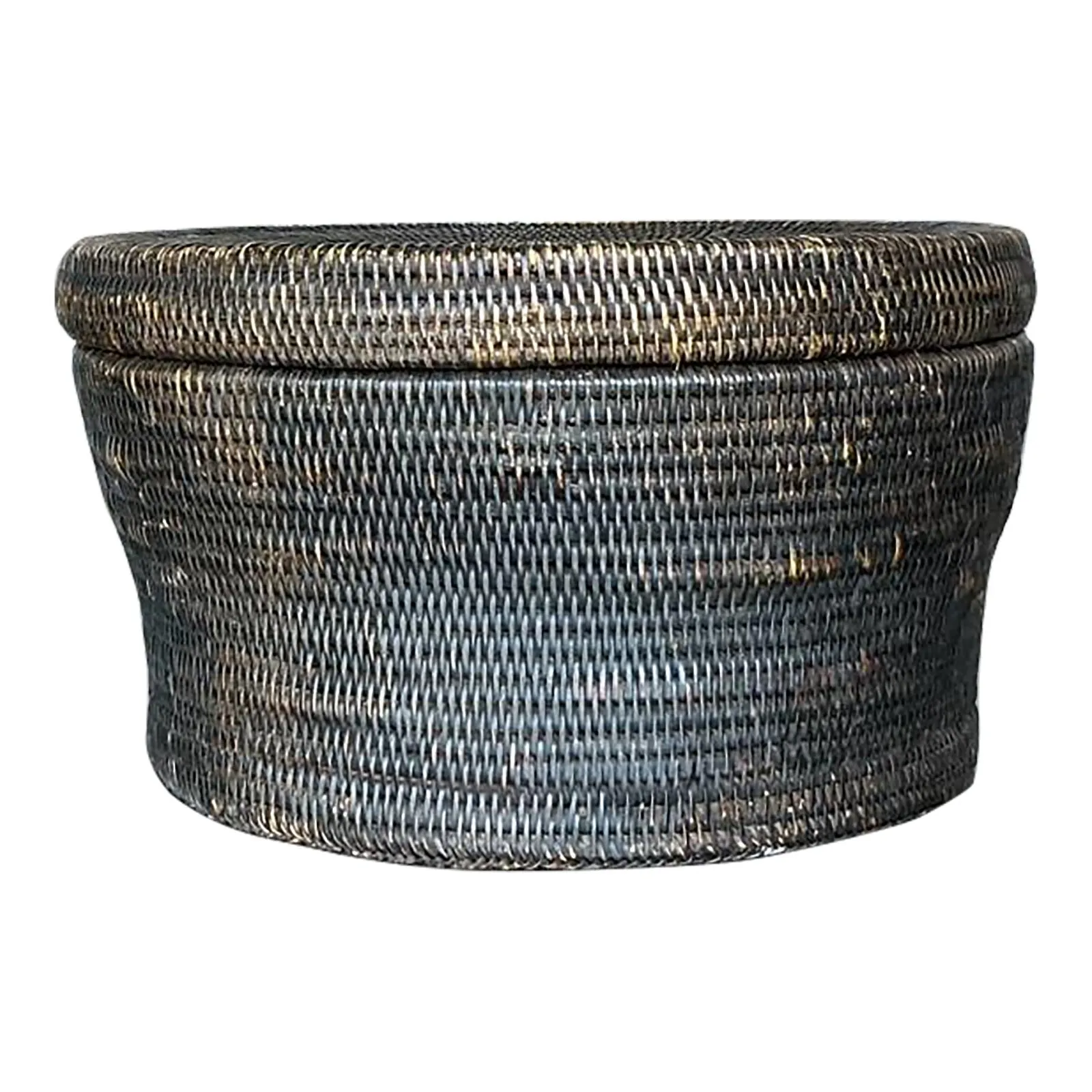 Vintage Boho Woven Rattan Lidded Basket — additional photo 1