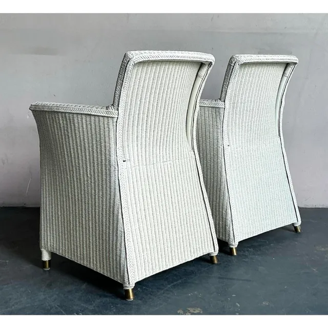 Vintage Boho Woven Rattan Lounge Chairs in Meg Braff Floral- A Pair — additional photo 3