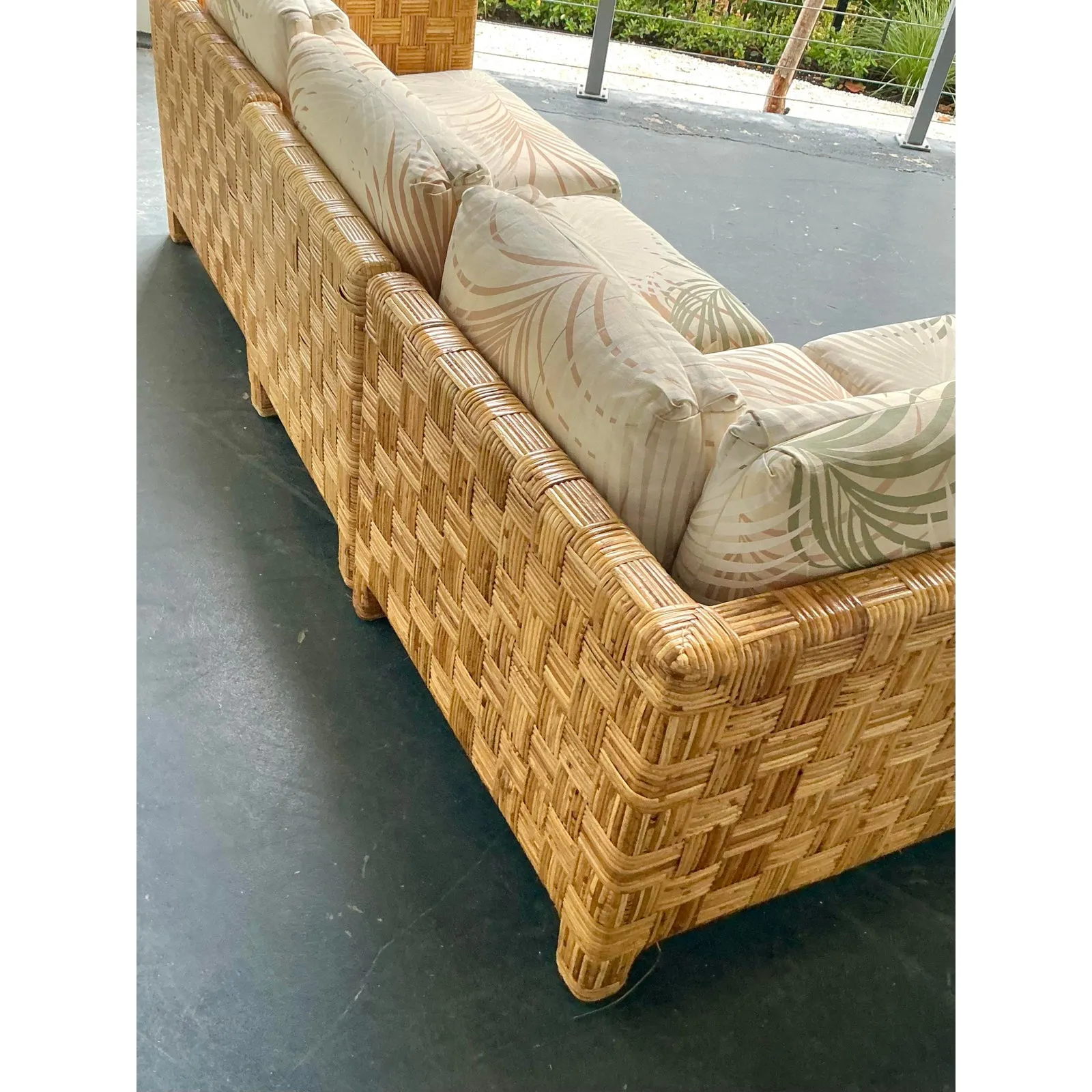 Vintage Boho Woven Rattan Sectional Sofa — additional photo 5