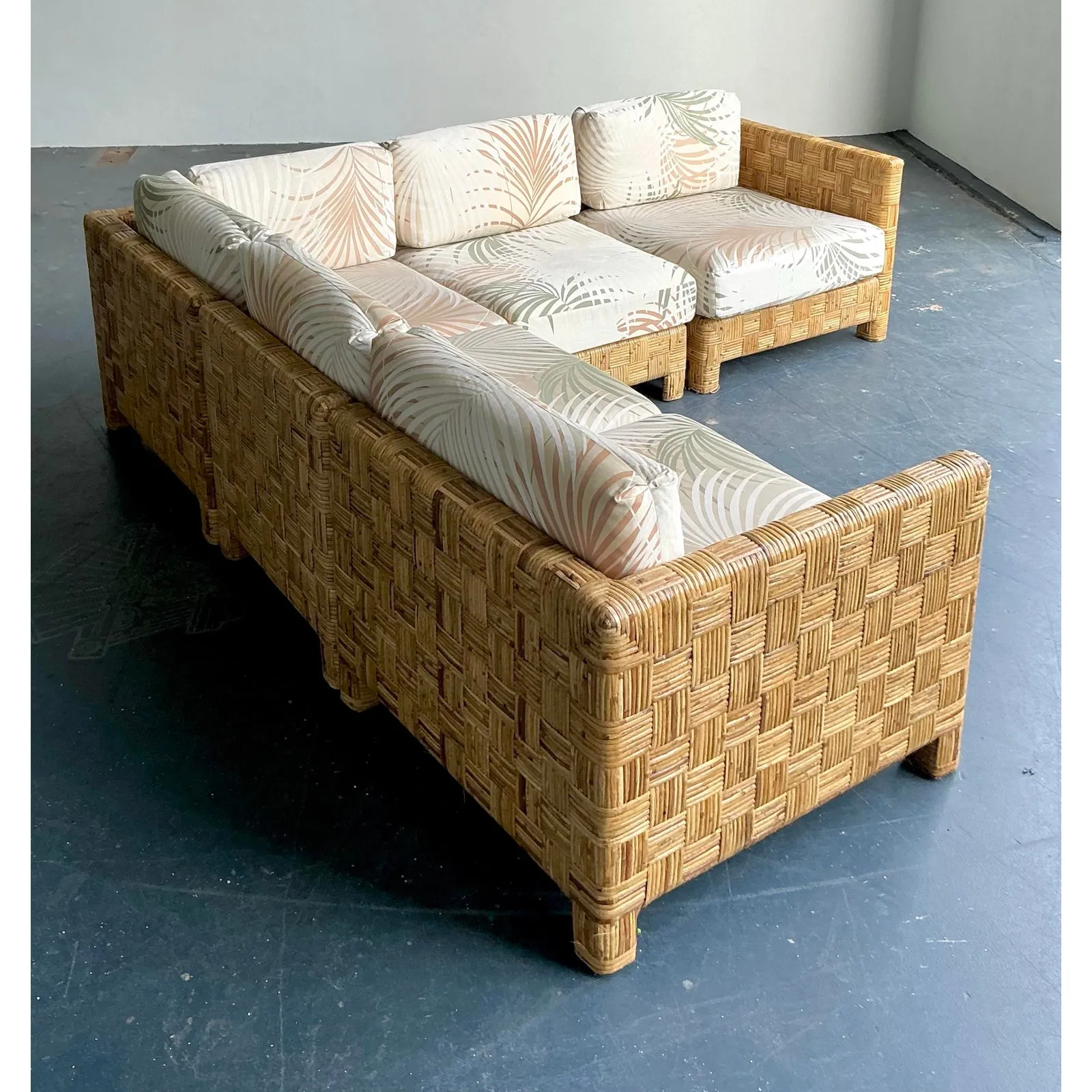 Vintage Boho Woven Rattan Sectional Sofa — additional photo 6