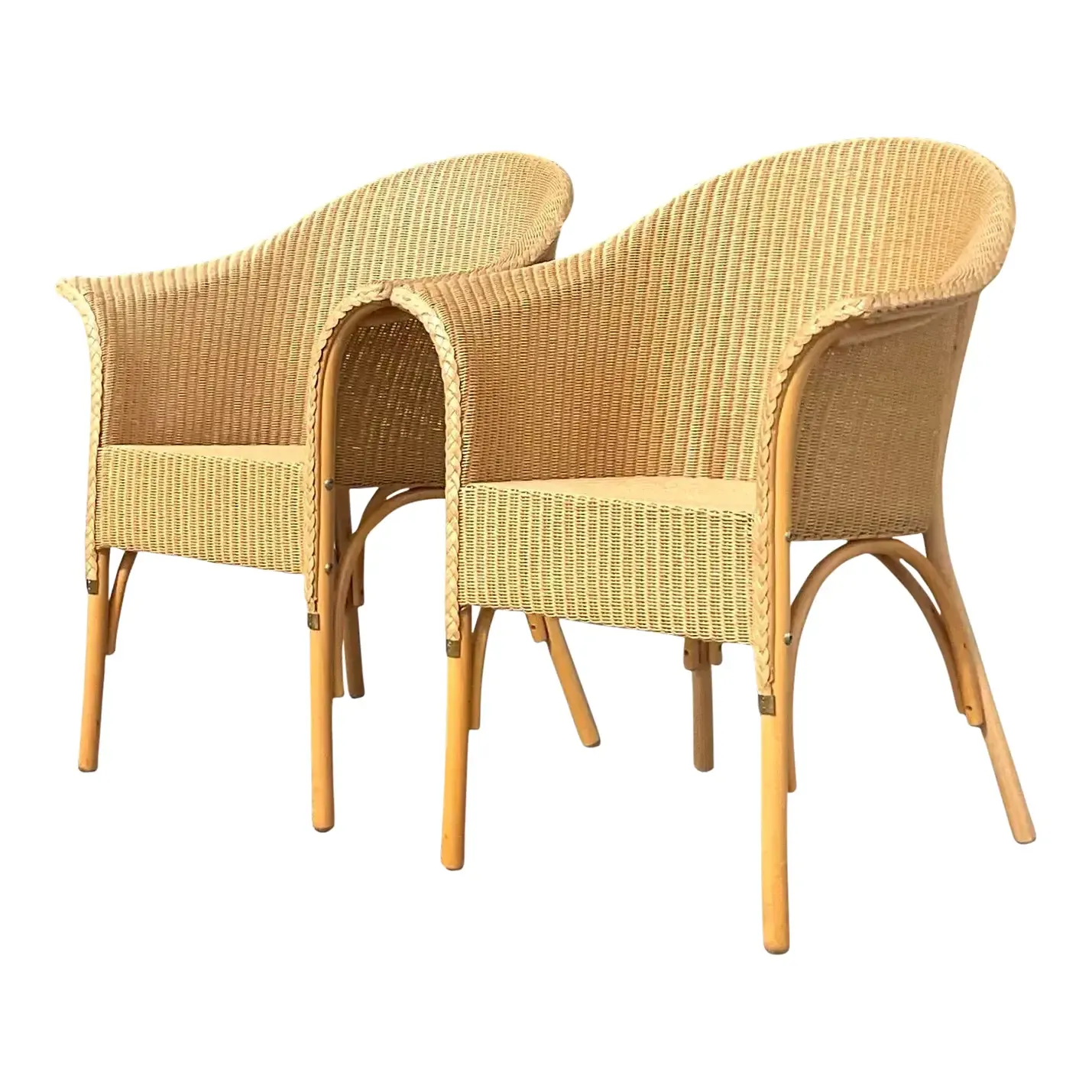 Vintage Boho Woven Rattan Tub Chairs After Lloyd and Loom - a Pair — additional photo 1