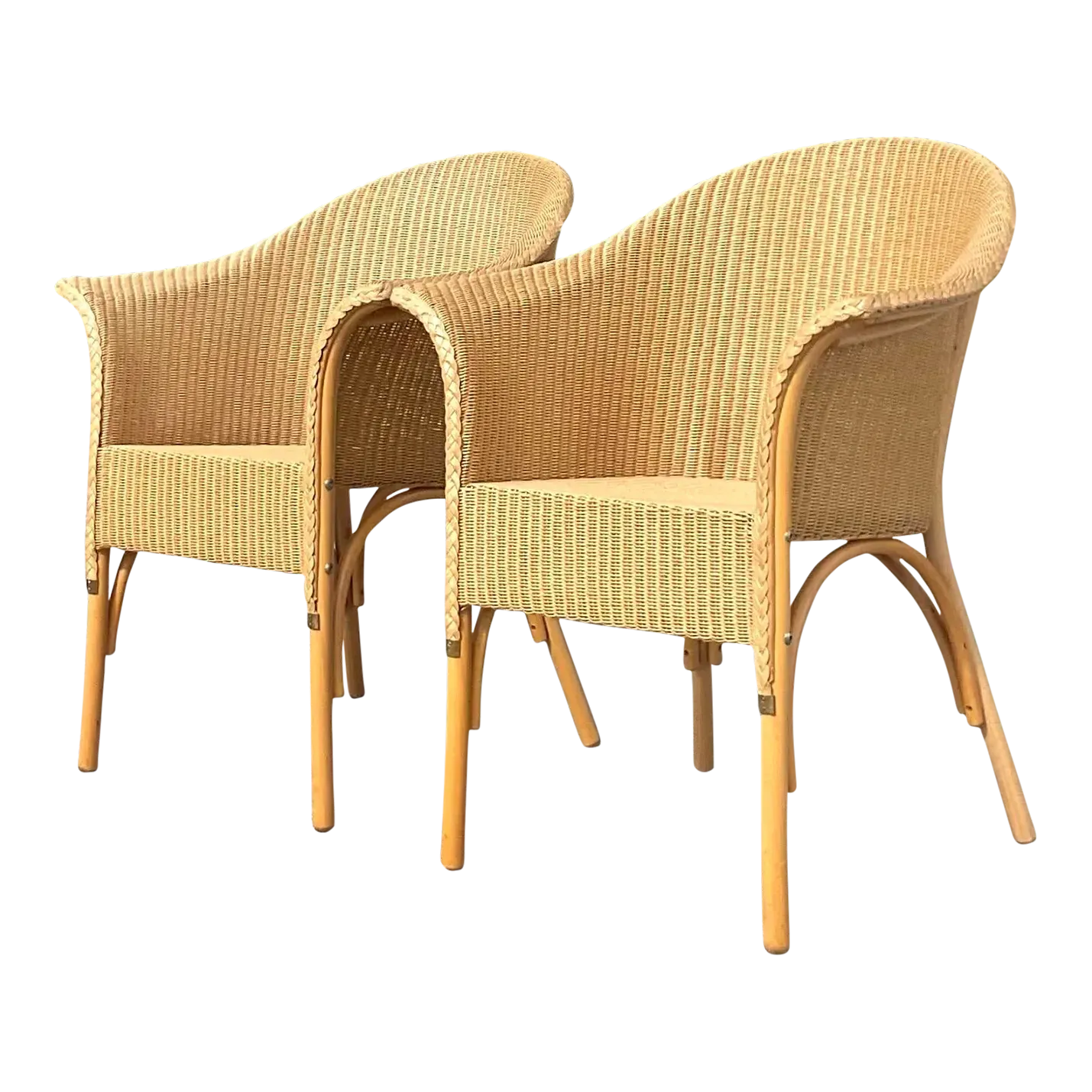 Vintage Boho Woven Rattan Tub Chairs After Lloyd and Loom - a Pair — additional photo 2