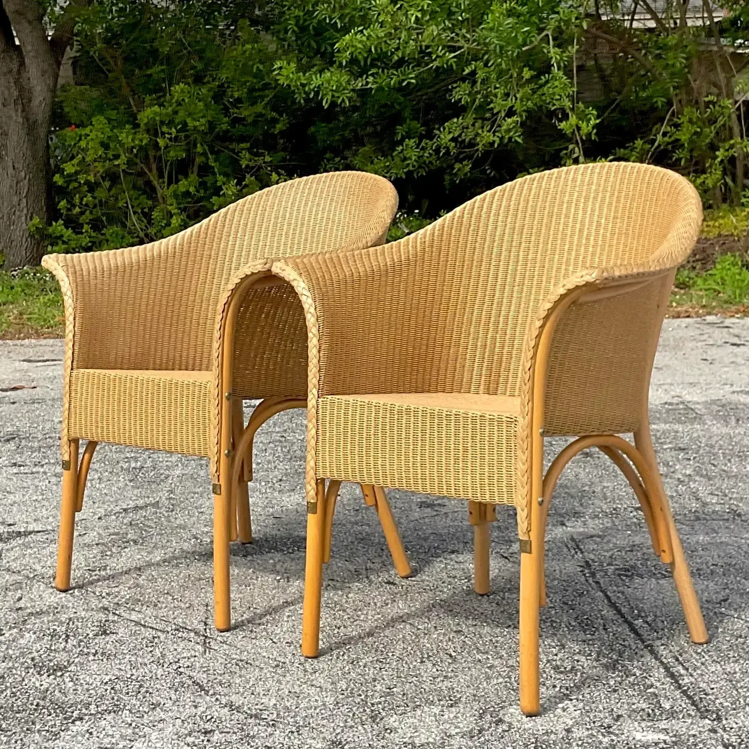 Vintage Boho Woven Rattan Tub Chairs After Lloyd and Loom - a Pair — additional photo 3