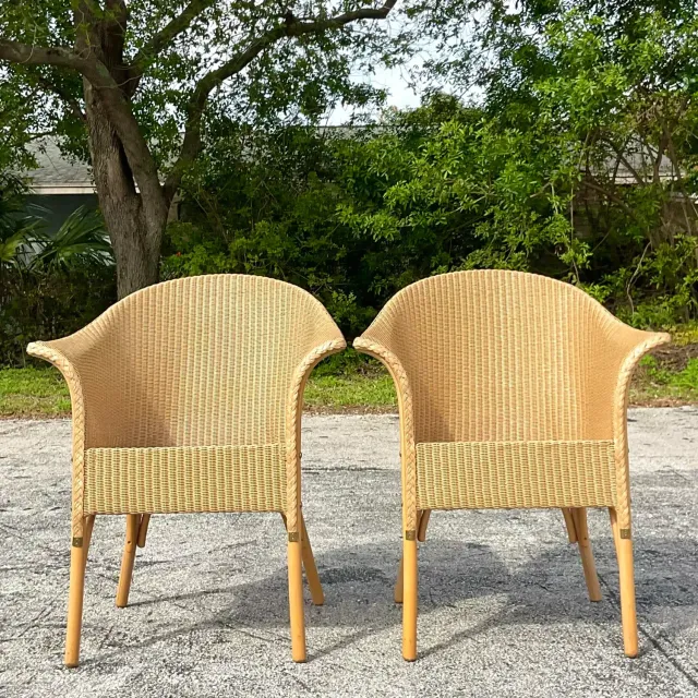 Vintage Boho Woven Rattan Tub Chairs After Lloyd and Loom - a Pair — additional photo 4