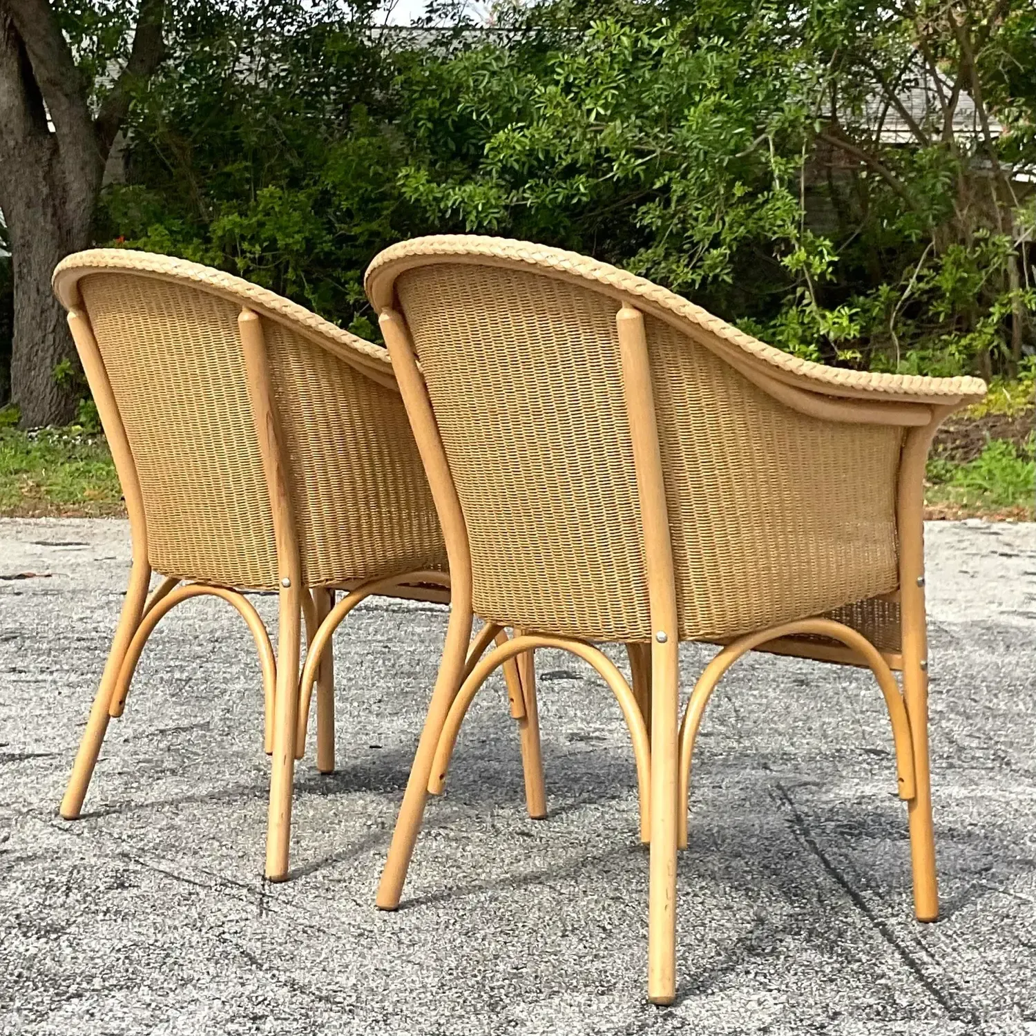 Vintage Boho Woven Rattan Tub Chairs After Lloyd and Loom - a Pair — additional photo 5