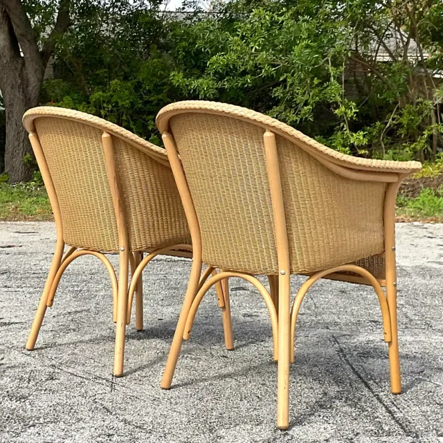 Vintage Boho Woven Rattan Tub Chairs After Lloyd and Loom - a Pair — additional photo 5