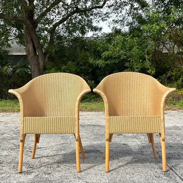 Vintage Boho Woven Rattan Tub Chairs After Lloyd and Loom - a Pair — additional photo 6