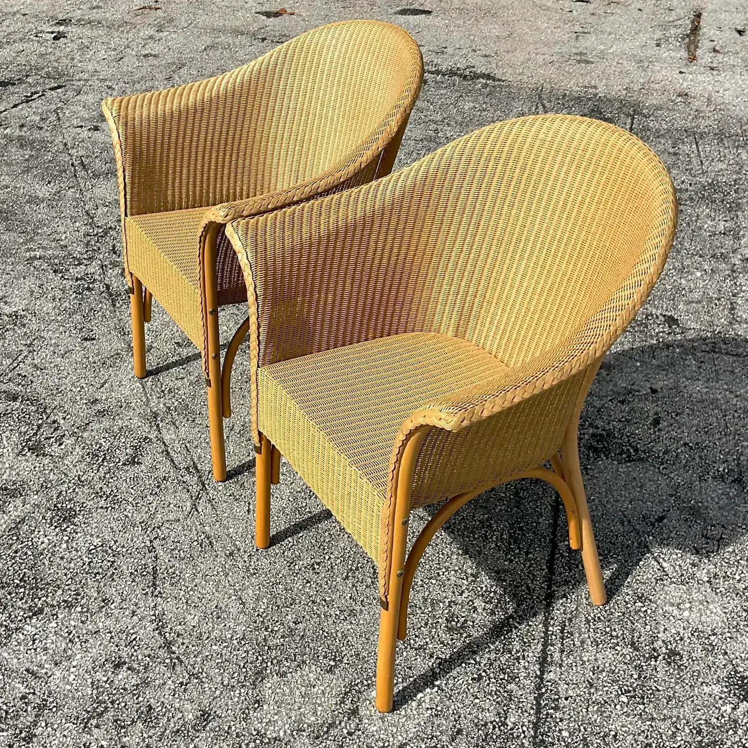 Vintage Boho Woven Rattan Tub Chairs After Lloyd and Loom - a Pair — additional photo 7