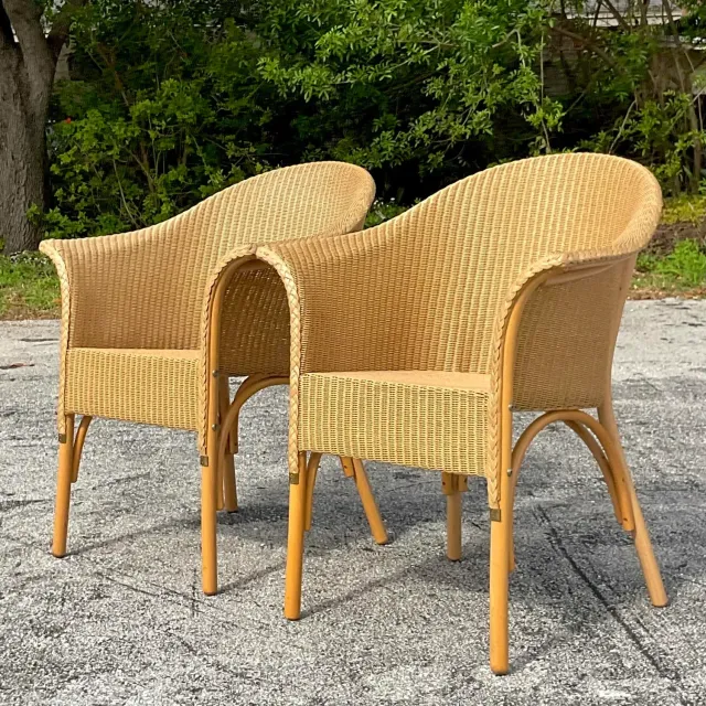 Vintage Boho Woven Rattan Tub Chairs After Lloyd and Loom - a Pair — additional photo 8