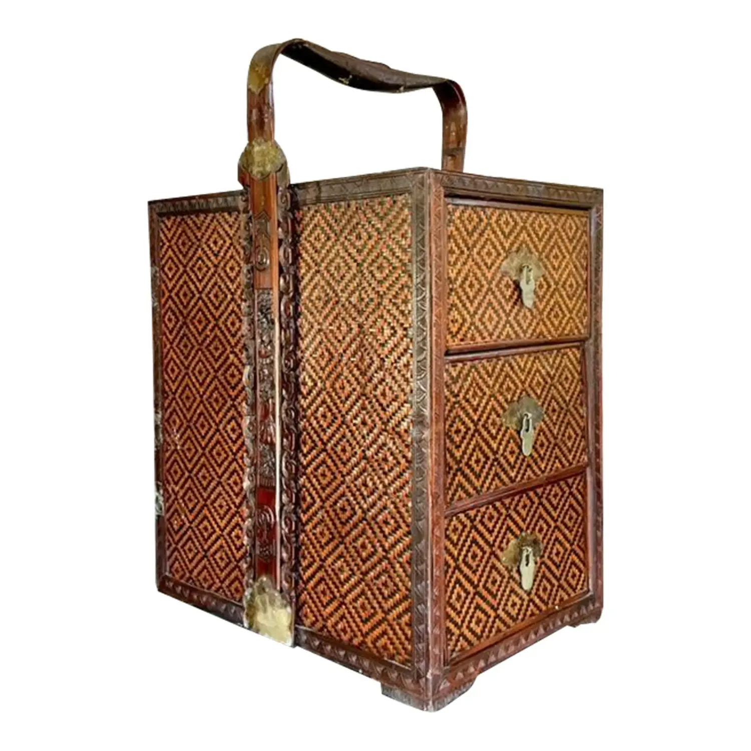 Vintage Boho Woven Rattan Wedding Chest — additional photo 1