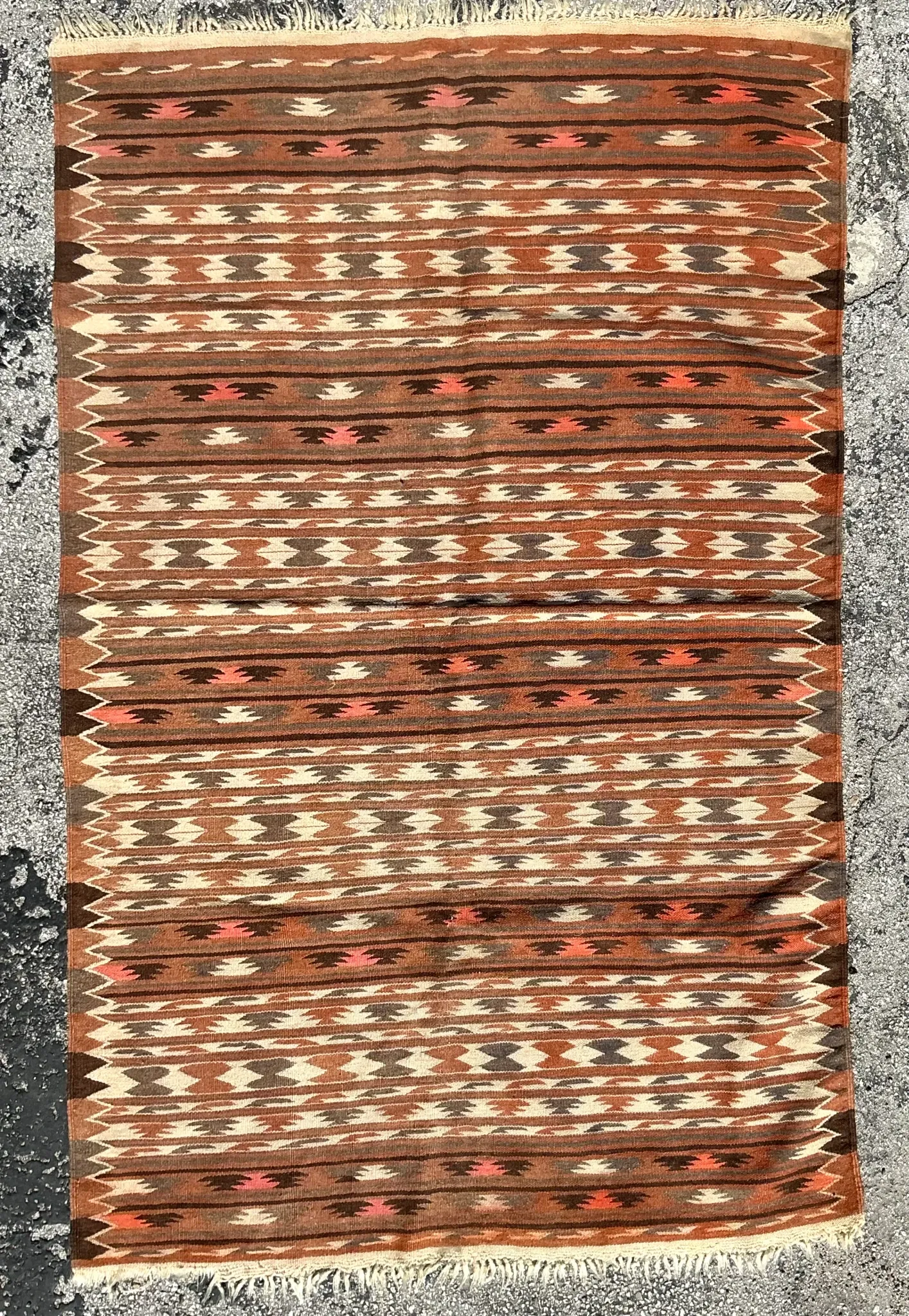 Vintage Boho Woven Wool Kilim