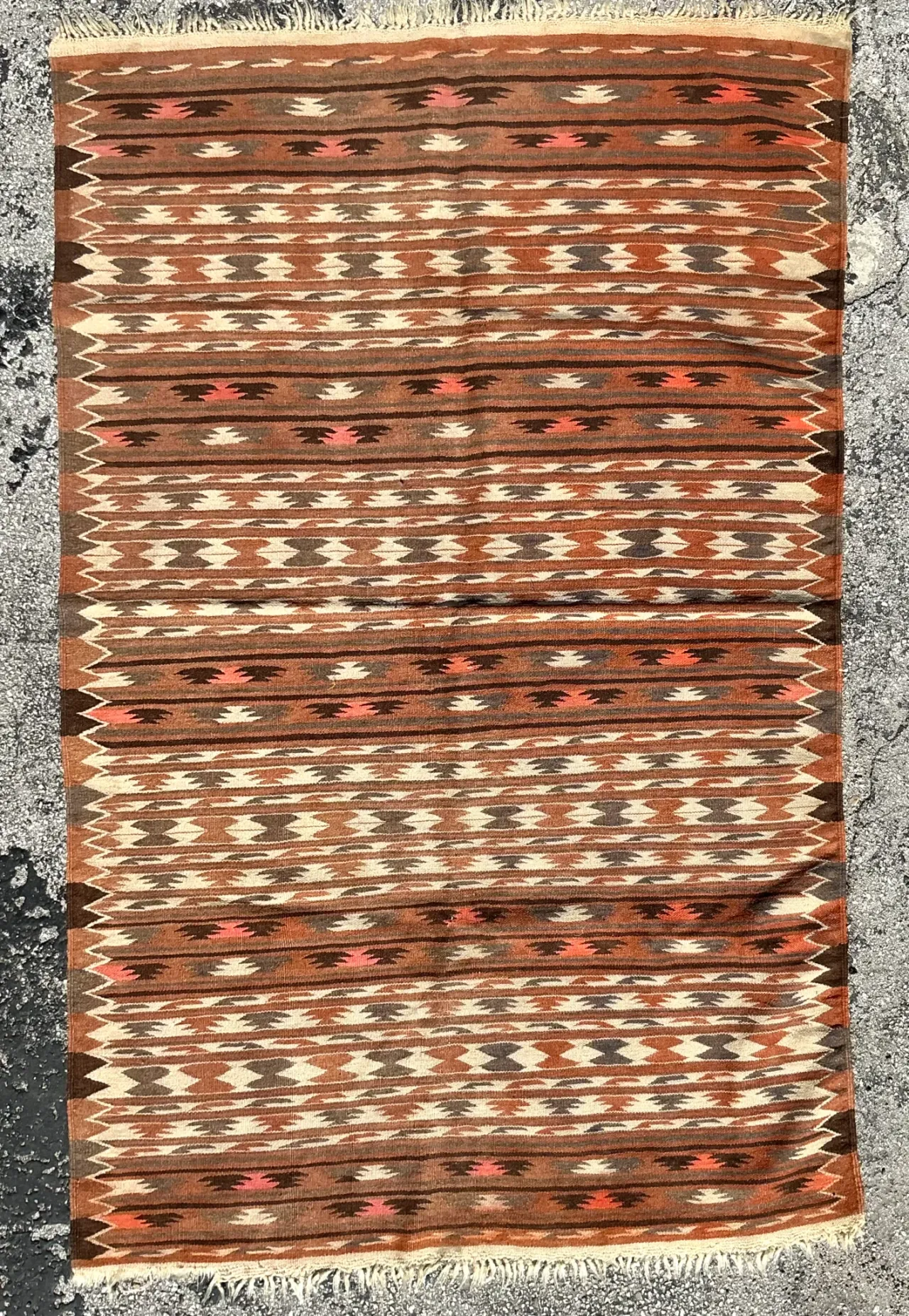 Vintage Boho Woven Wool Kilim