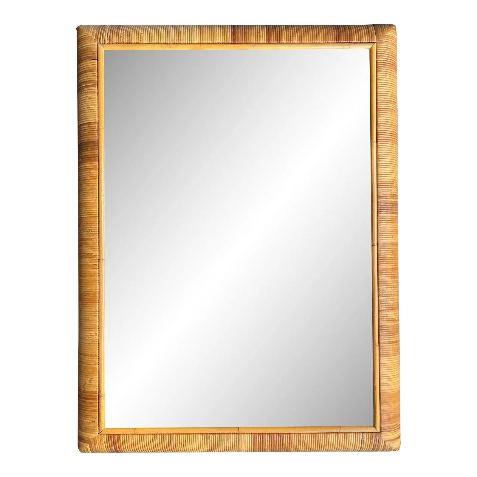 Vintage Boho Wrapped Rattan Mirror After Bielecky Brothers — additional photo 1