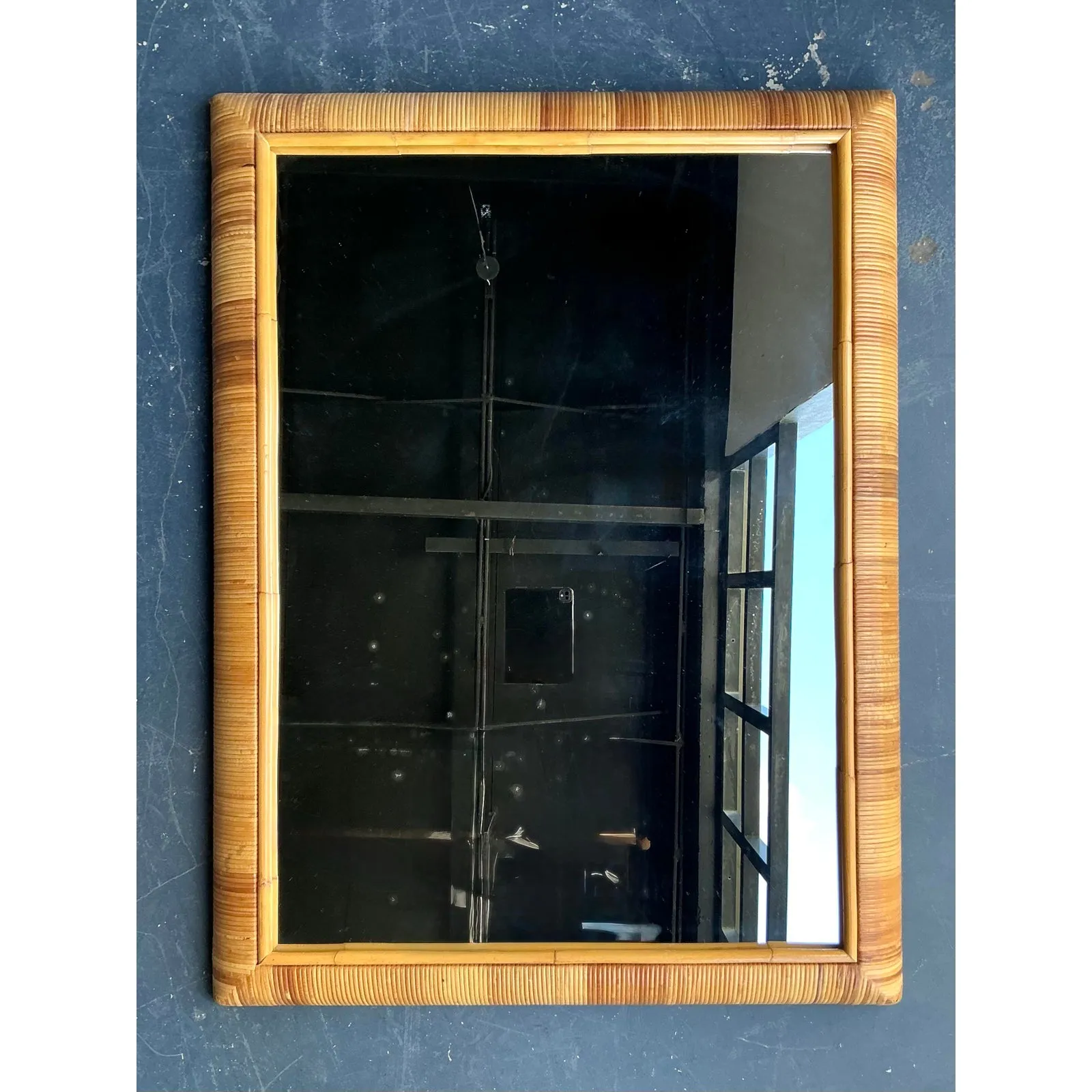Vintage Boho Wrapped Rattan Mirror After Bielecky Brothers — additional photo 2