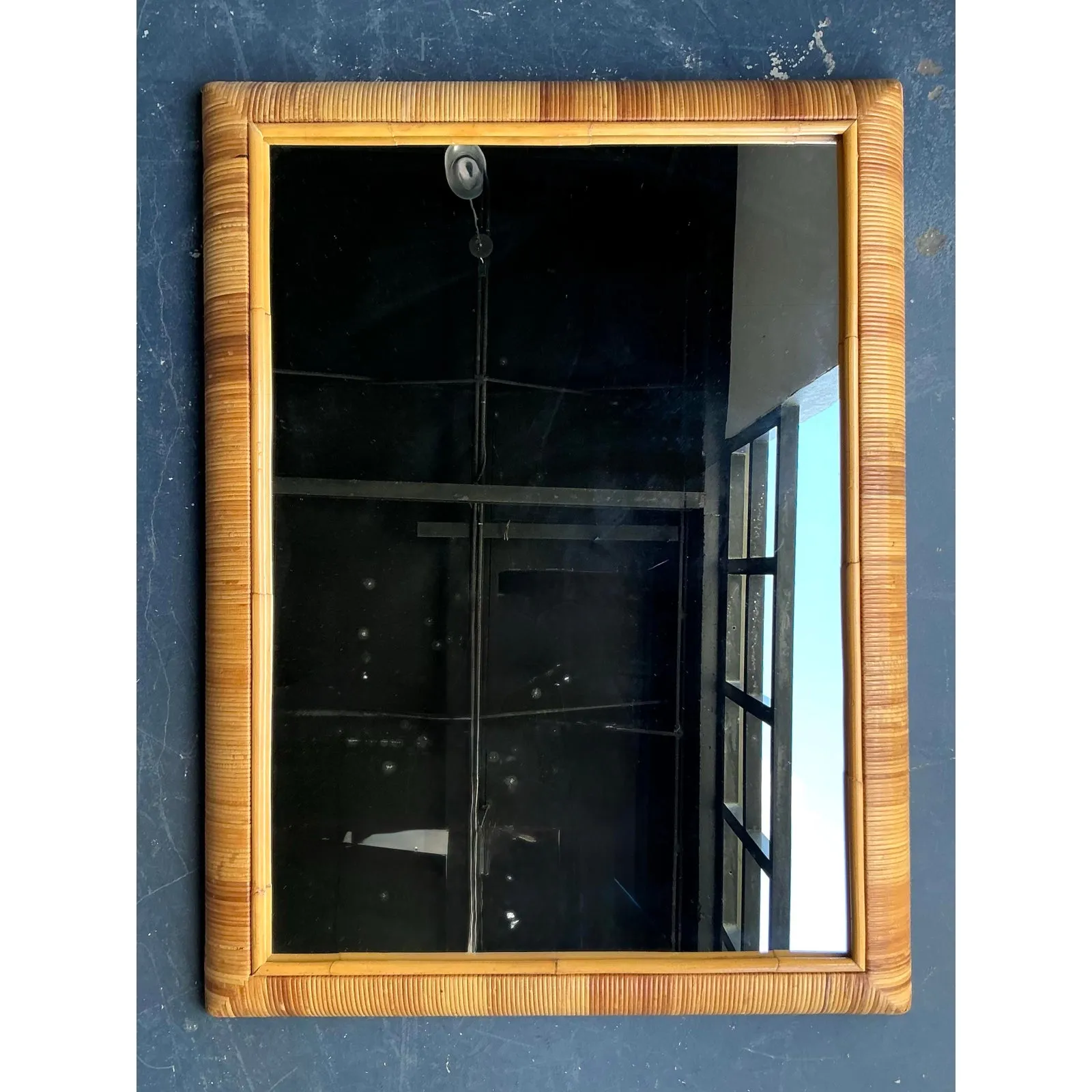 Vintage Boho Wrapped Rattan Mirror After Bielecky Brothers — additional photo 3