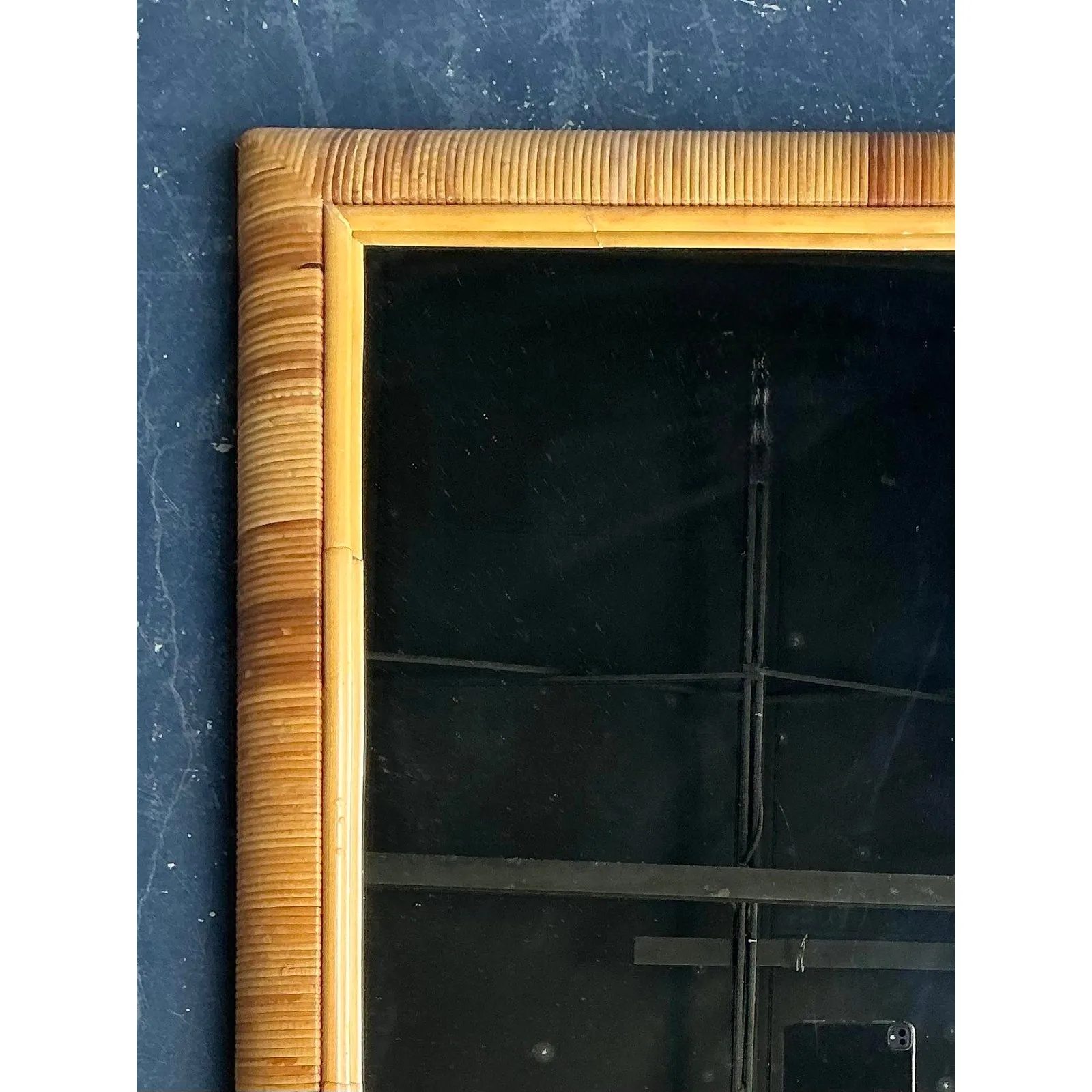 Vintage Boho Wrapped Rattan Mirror After Bielecky Brothers — additional photo 4