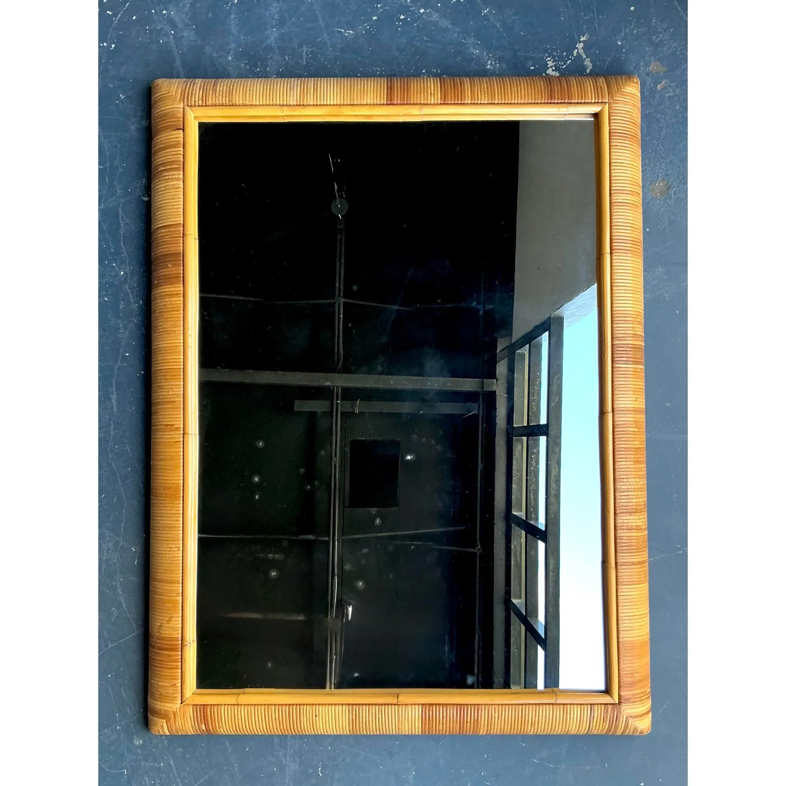 Vintage Boho Wrapped Rattan Mirror After Bielecky Brothers — additional photo 5