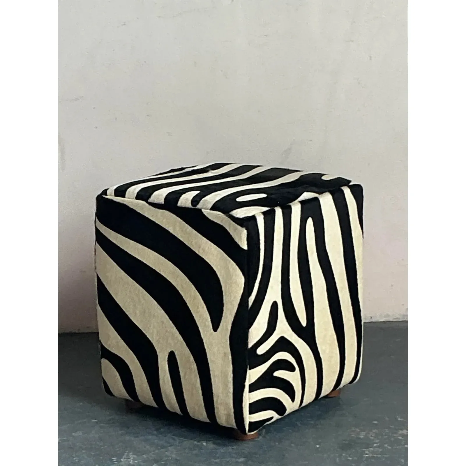 Vintage Boho Zebra Ottoman — additional photo 3