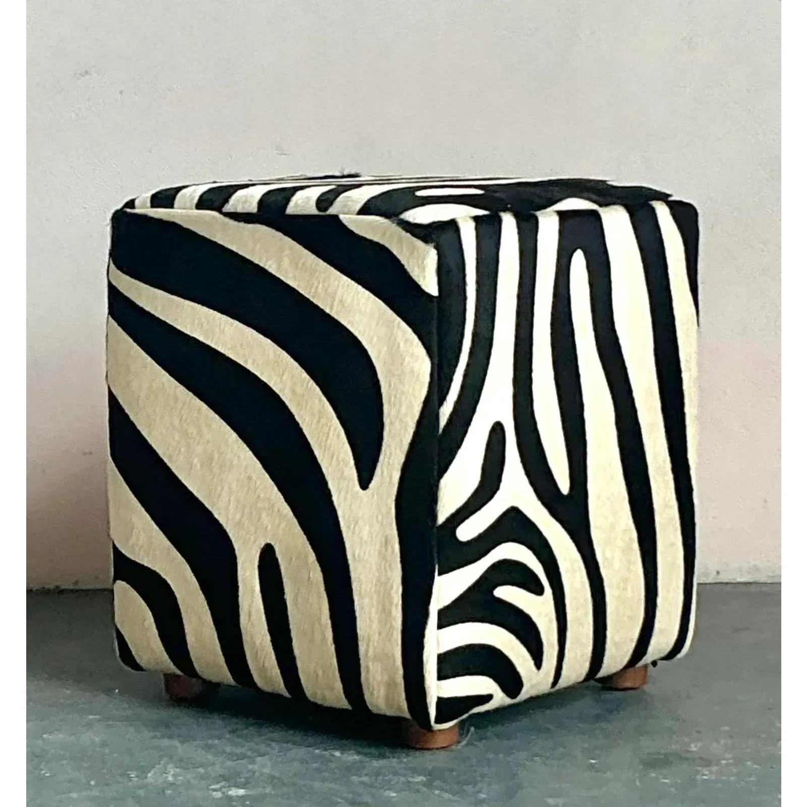 Vintage Boho Zebra Ottoman — additional photo 2