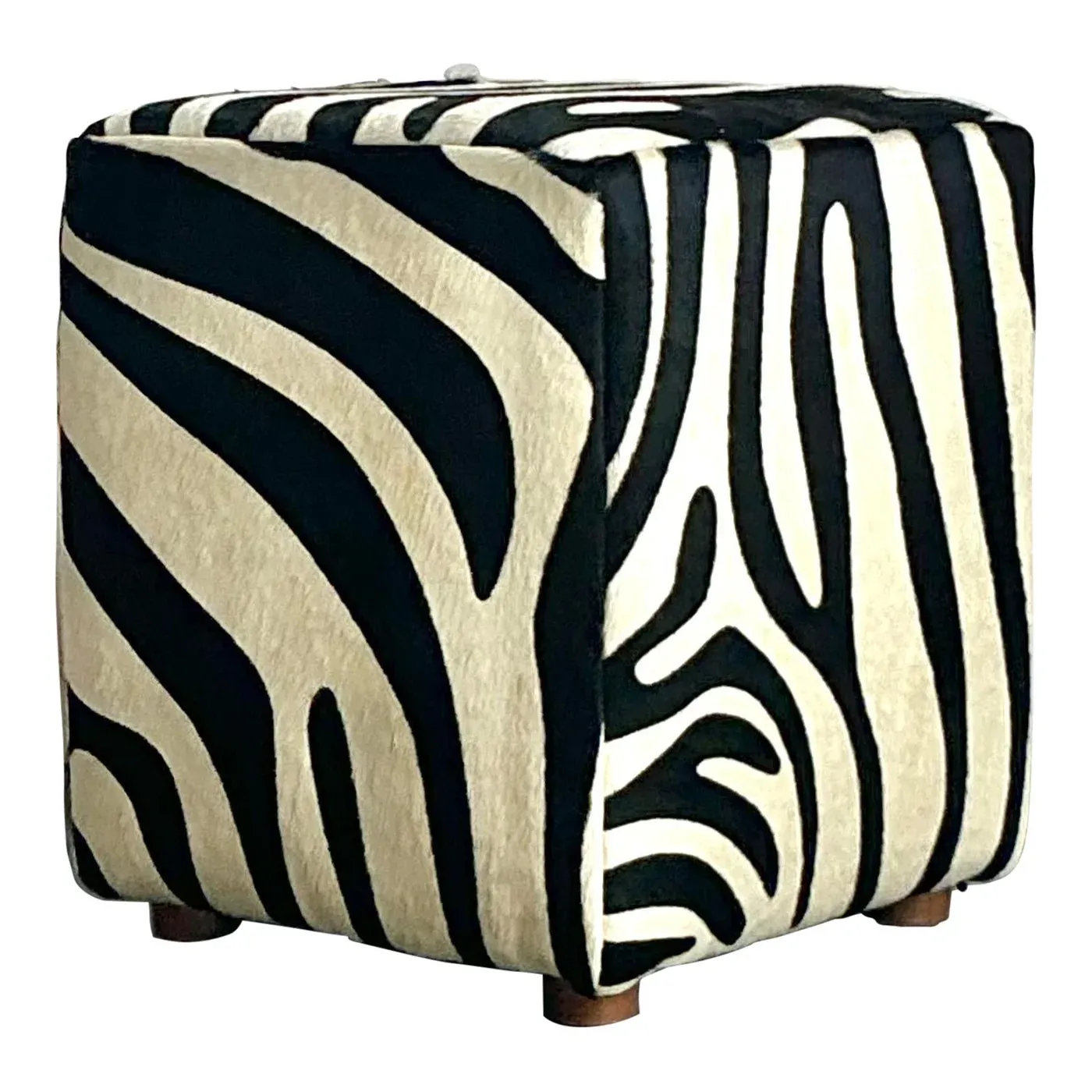 Vintage Boho Zebra Ottoman — additional photo 1