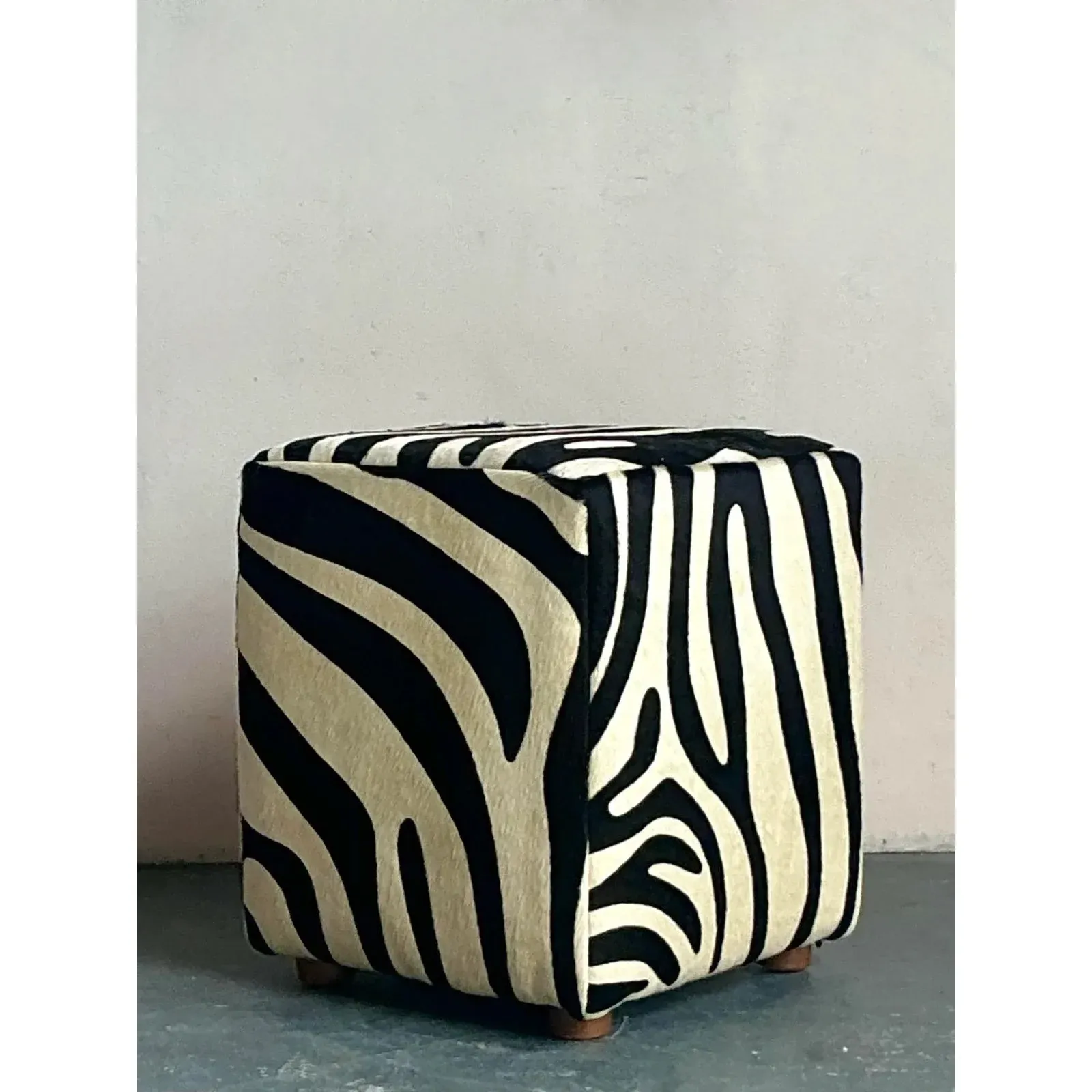 Vintage Boho Zebra Ottoman — additional photo 8