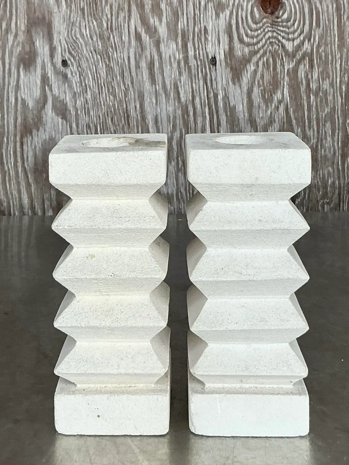 Vintage Boho Zig Zag Candlesticks - A Pair — additional photo 6