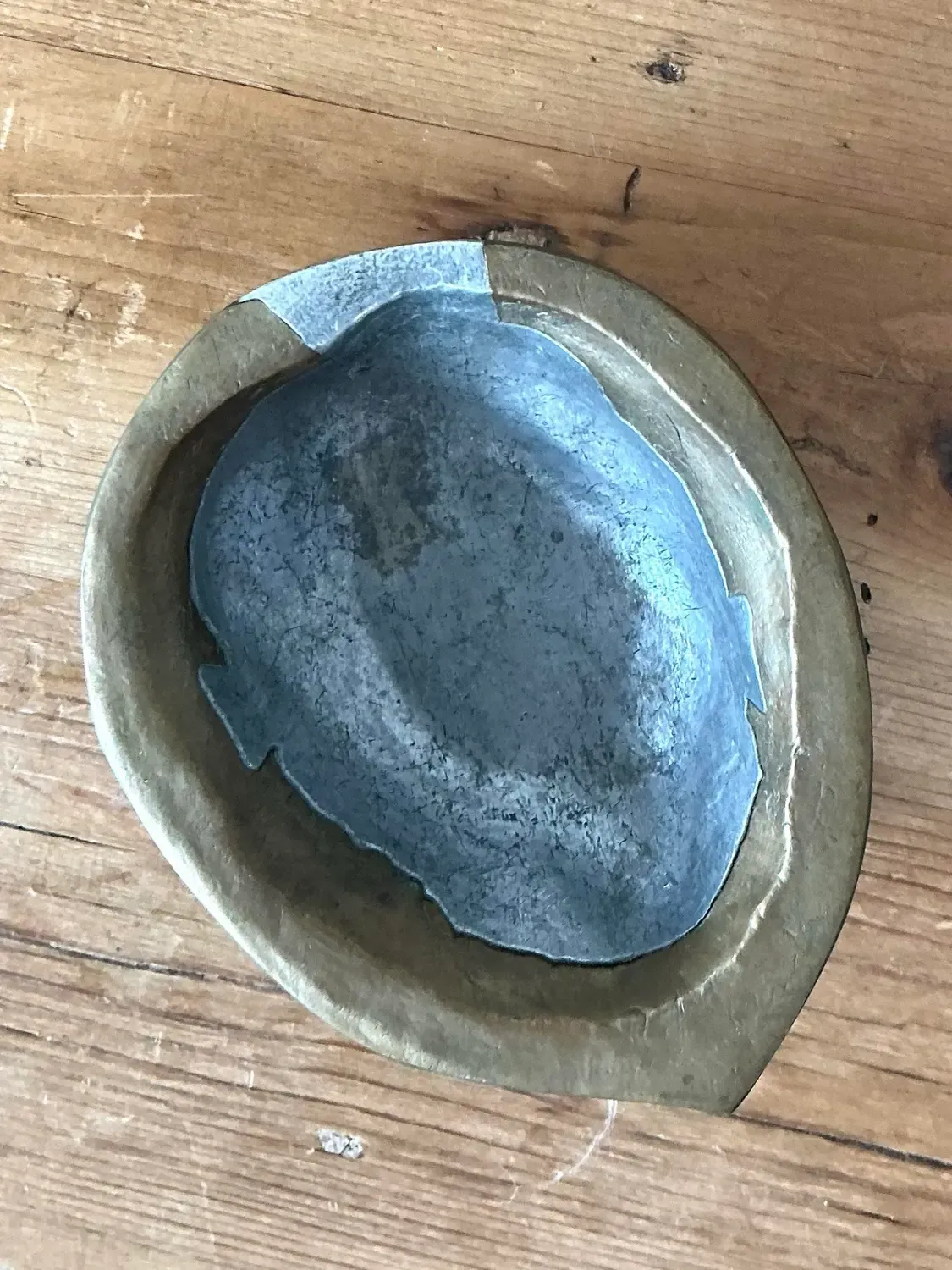 Vintage Brass and Pewter Walnut Bowl