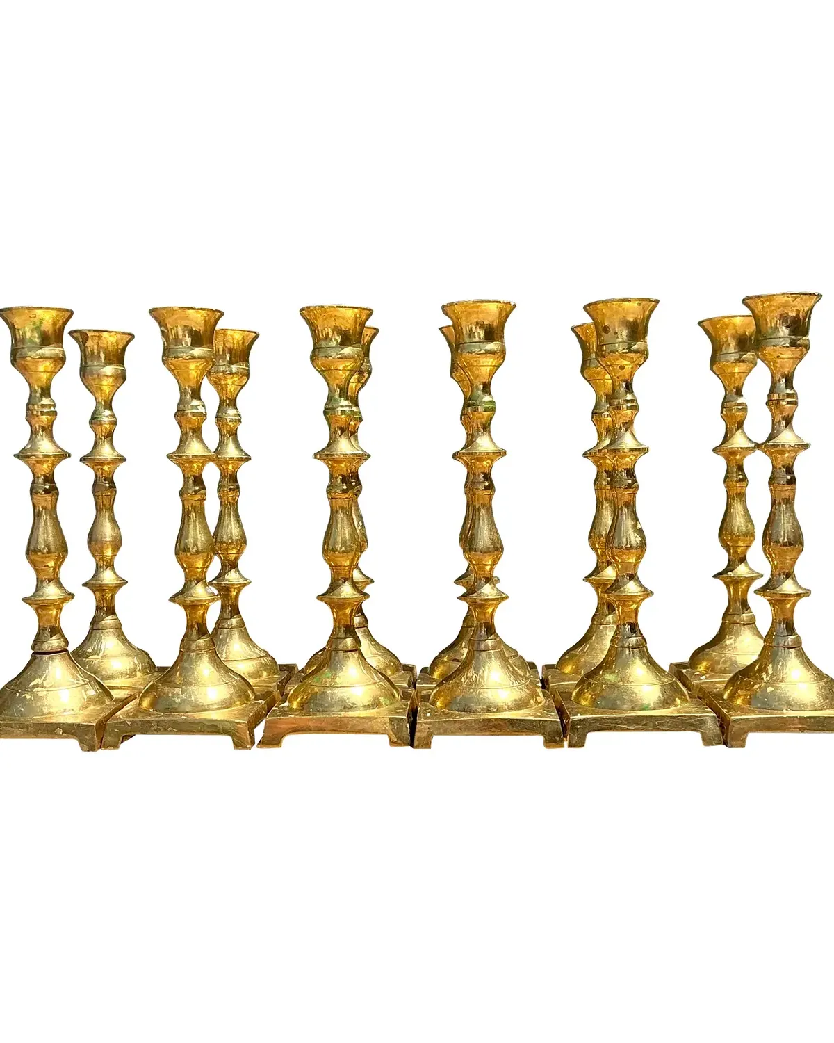 Vintage Brass Centerpiece Candles - Set of 12