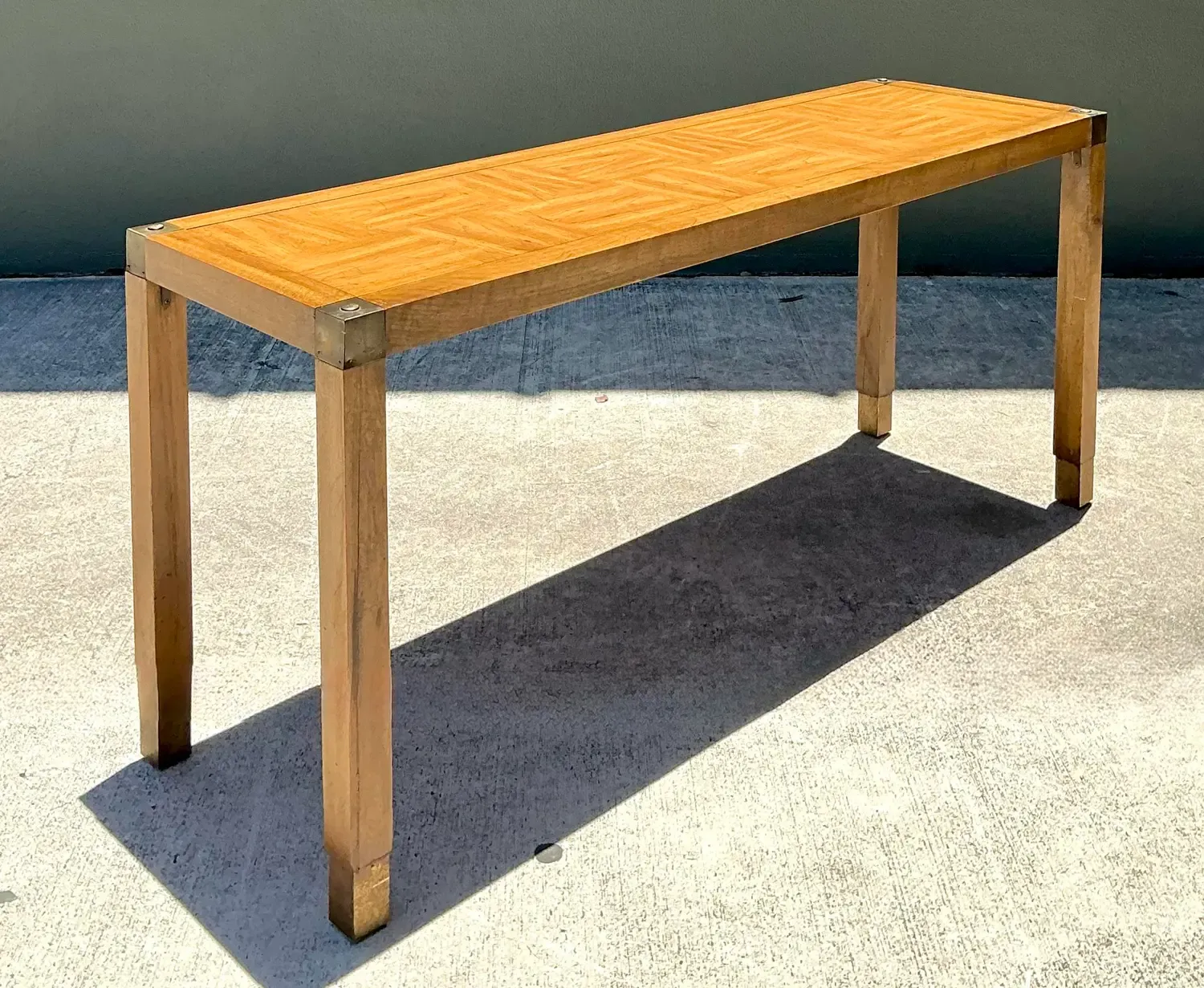 Vintage Brass Detail Campaign Console Table — additional photo 4