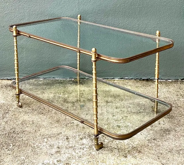 Vintage Brass Faux Bamboo Coffee Table — additional photo 1
