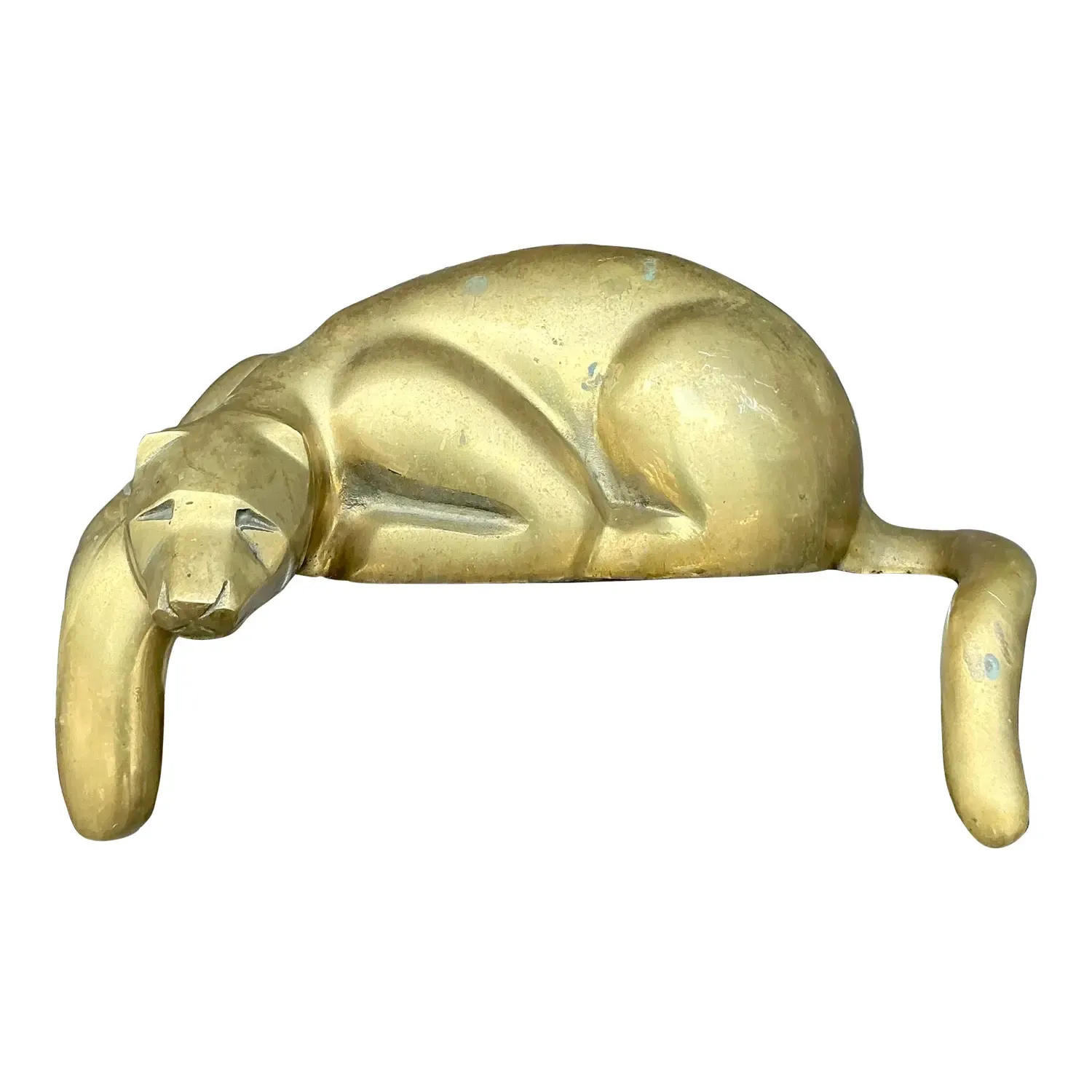 Vintage Brass Lounging Tiger — additional photo 1