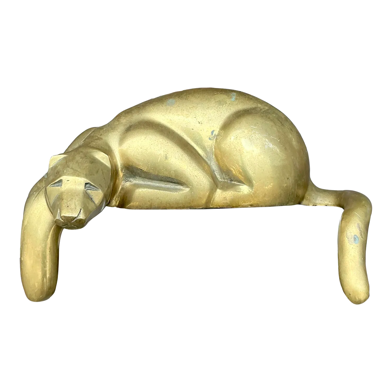 Vintage Brass Lounging Tiger — additional photo 2