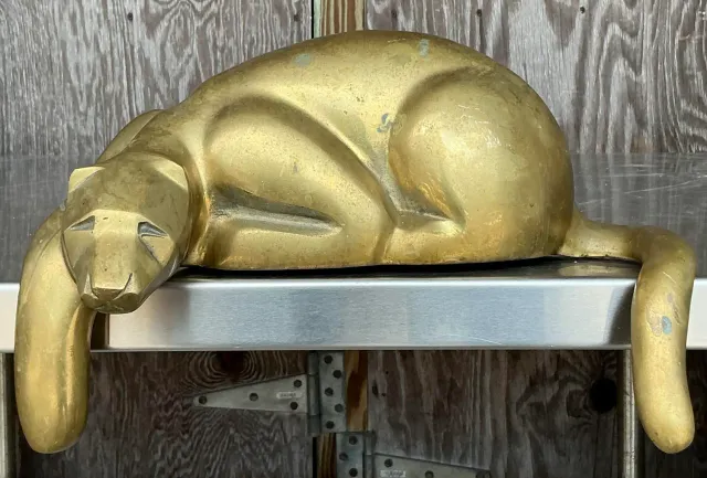 Vintage Brass Lounging Tiger — additional photo 3