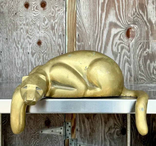 Vintage Brass Lounging Tiger — additional photo 4