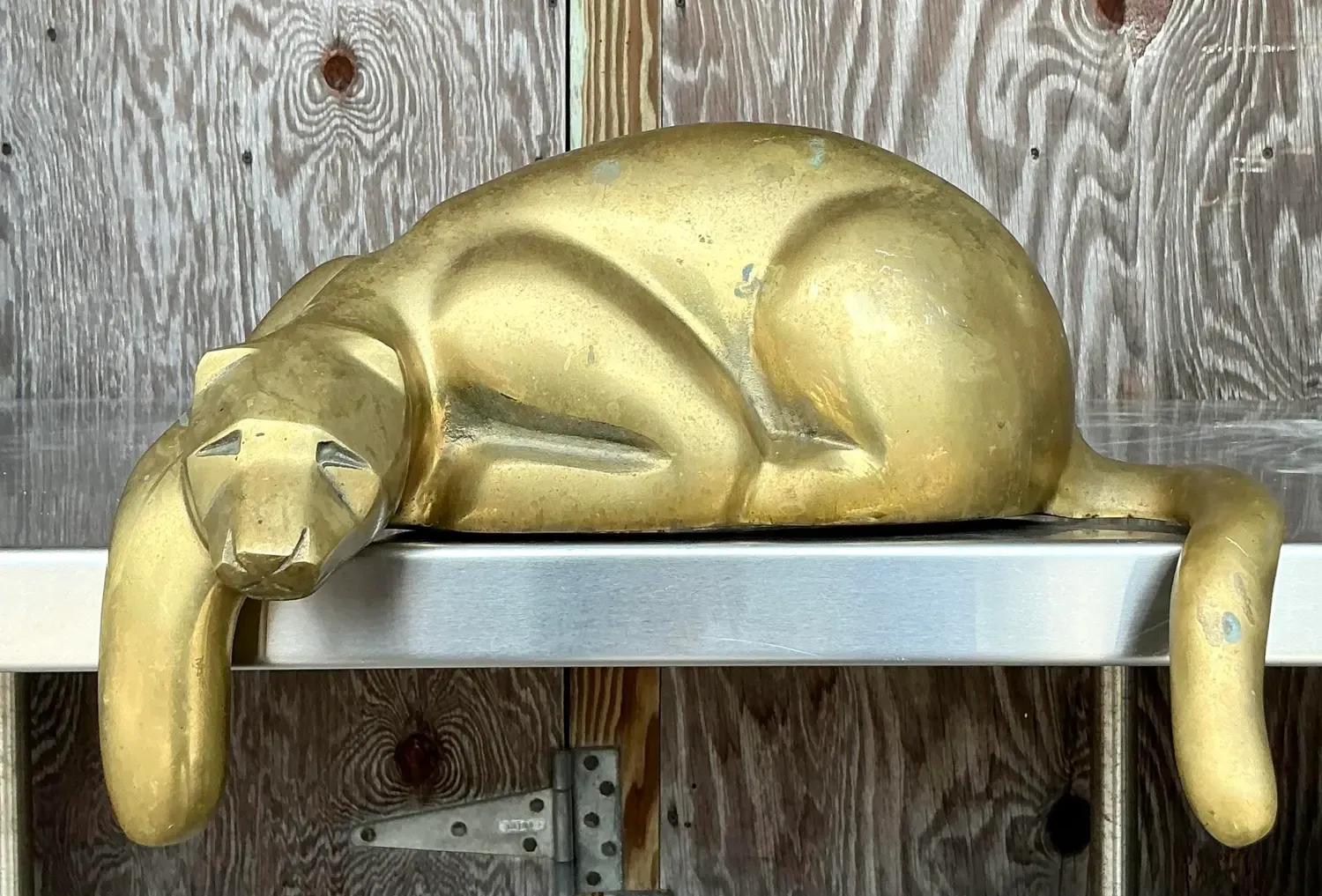Vintage Brass Lounging Tiger — additional photo 5
