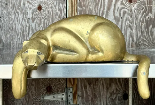 Vintage Brass Lounging Tiger — additional photo 5