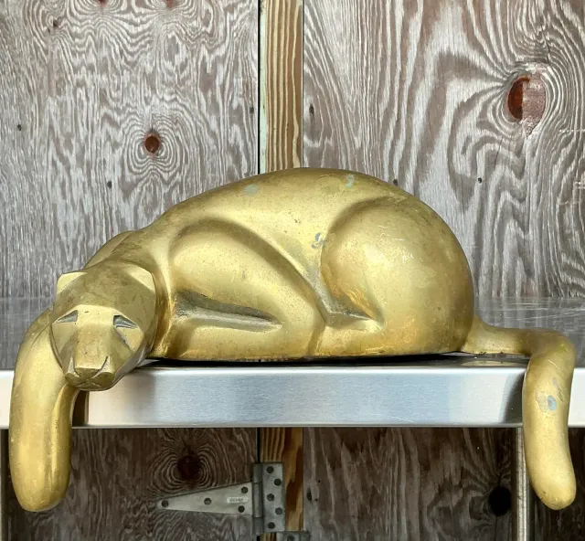 Vintage Brass Lounging Tiger — additional photo 7
