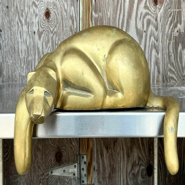 Vintage Brass Lounging Tiger — additional photo 8