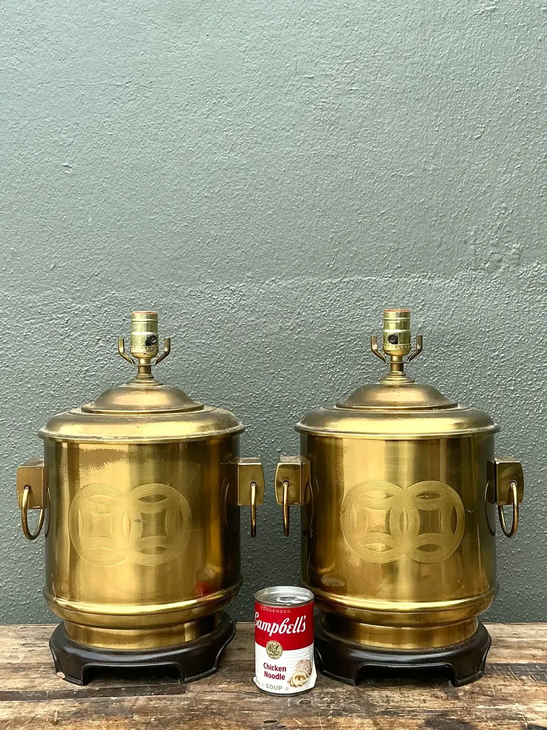 Vintage Brass Medallion Ring Lamps - A Pair — additional photo 4
