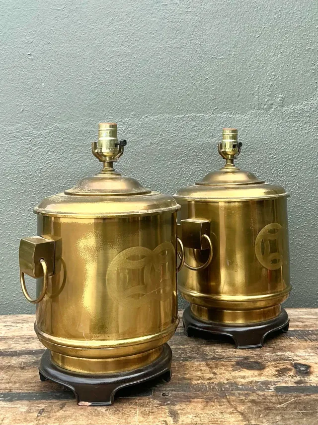 Vintage Brass Medallion Ring Lamps - A Pair — additional photo 5