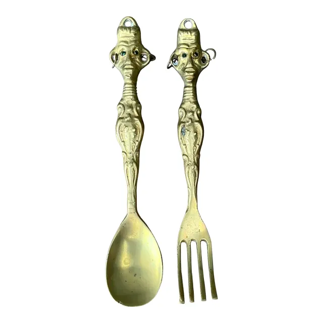 Vintage Brass Tribal Serving Set — additional photo 1
