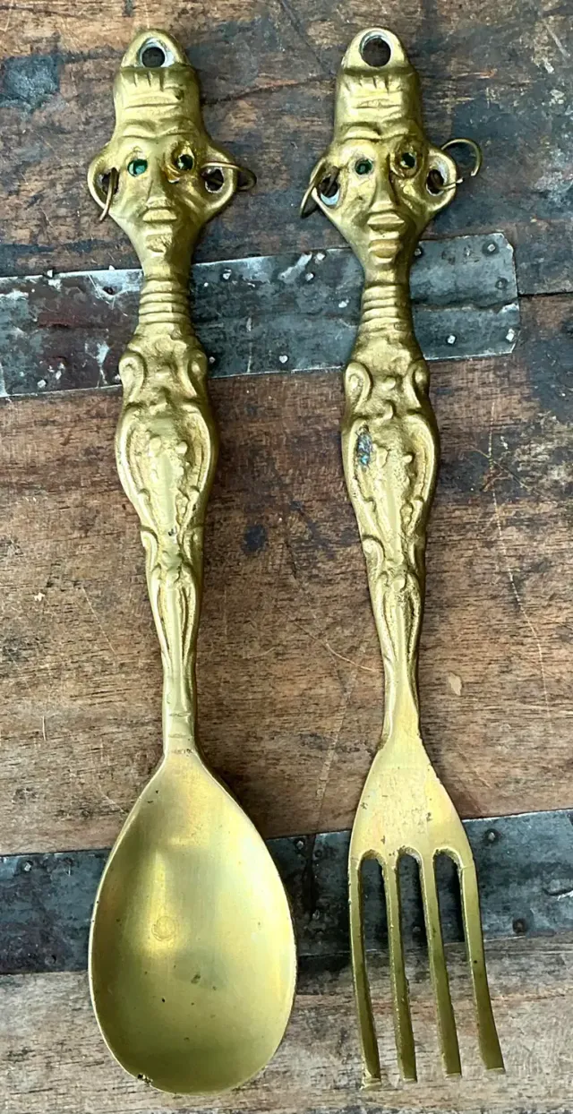 Vintage Brass Tribal Serving Set — additional photo 2