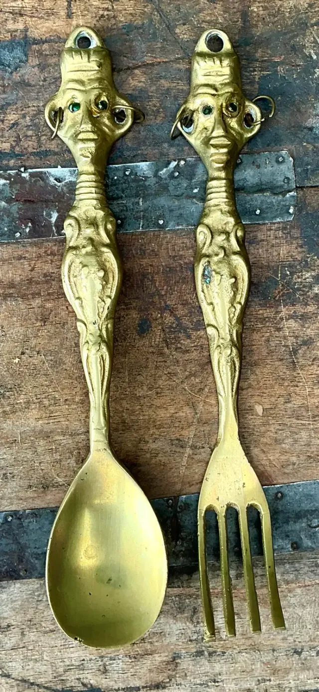 Vintage Brass Tribal Serving Set — additional photo 3
