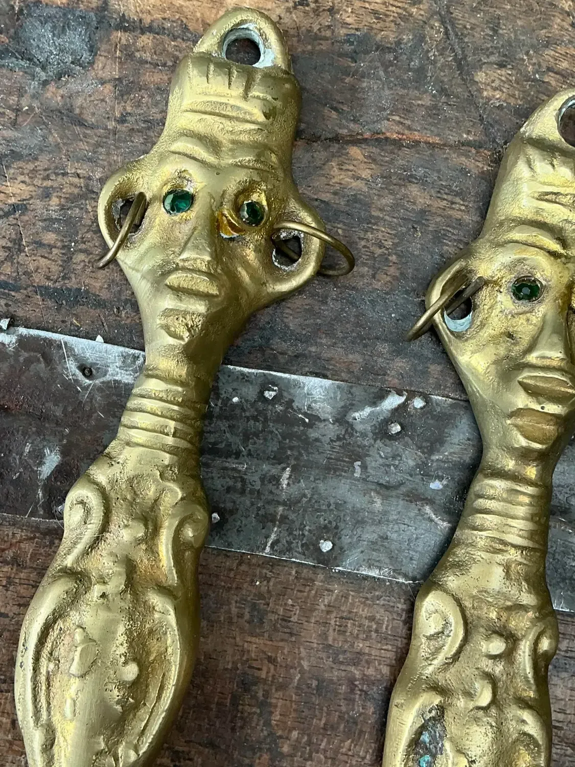 Vintage Brass Tribal Serving Set — additional photo 4