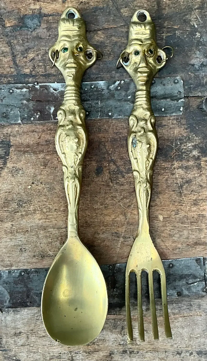 Vintage Brass Tribal Serving Set — additional photo 8