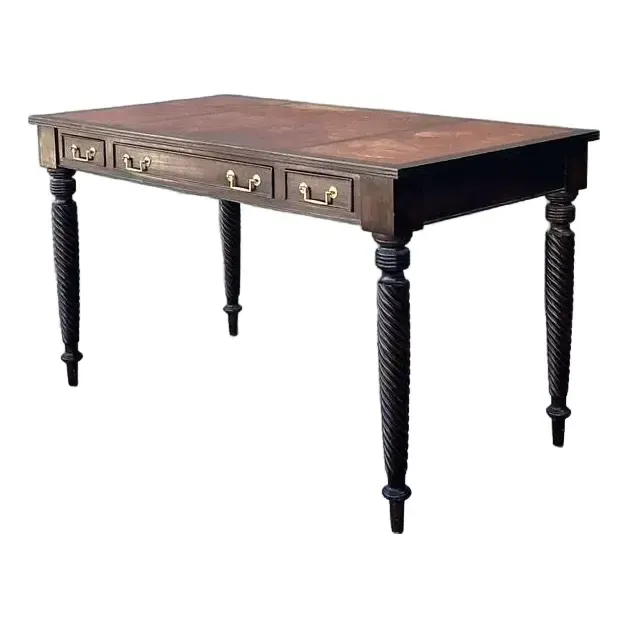 Vintage British Colonial Leather Top Writing Desk — additional photo 1