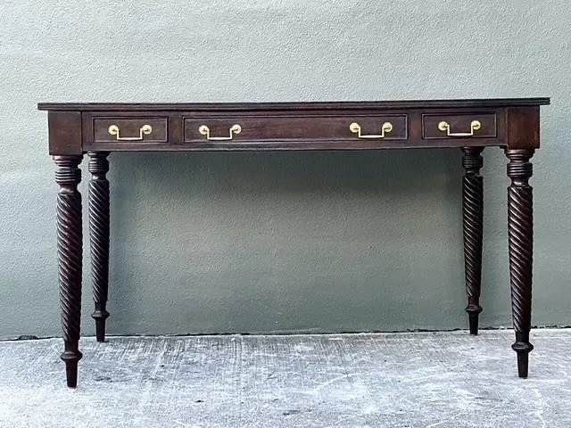 Vintage British Colonial Leather Top Writing Desk — additional photo 4