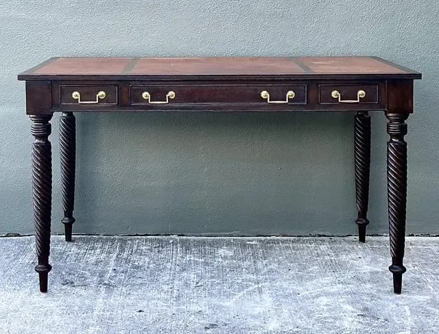 Vintage British Colonial Leather Top Writing Desk — additional photo 5