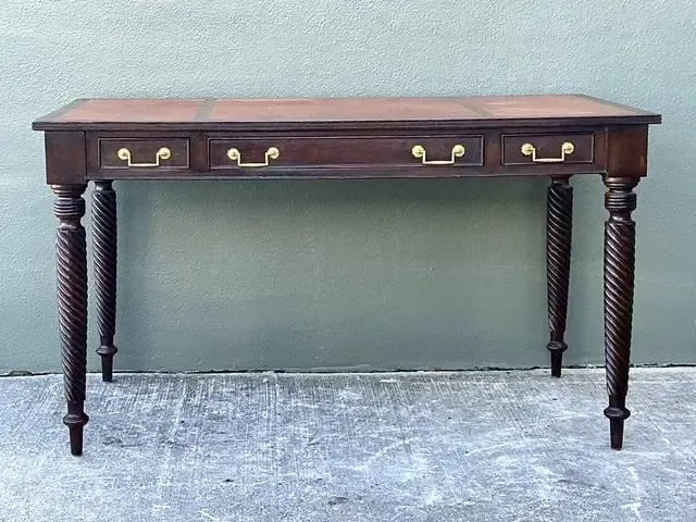 Vintage British Colonial Leather Top Writing Desk — additional photo 6
