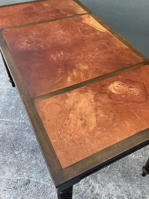 Vintage British Colonial Leather Top Writing Desk — additional photo 7